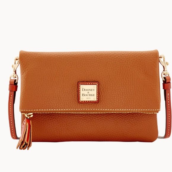 DOONEY & BOURKE Pebble Grain Caramel Foldover Zip Crossbody NWT - Picture 2 of 6